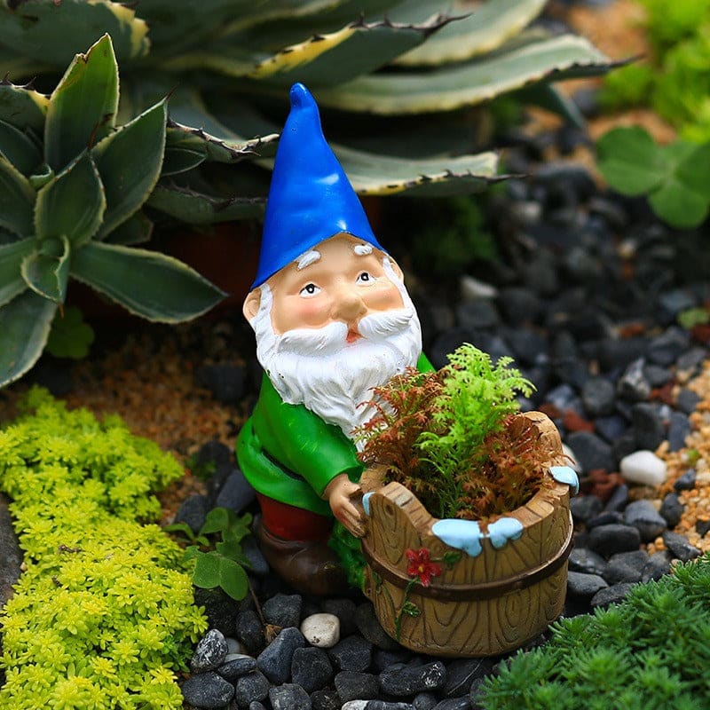 Garden Working Gnome Statue Flower Pot-xinru
