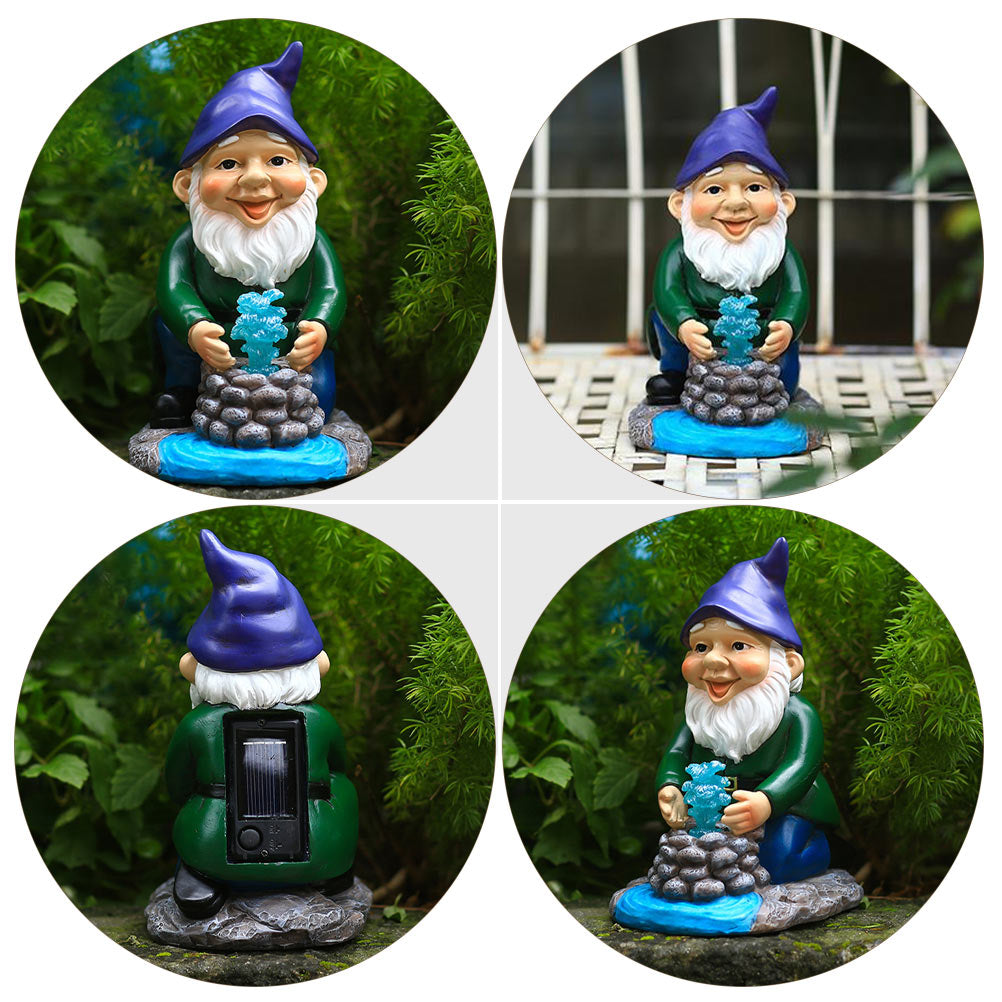 Garden Well Gnome Solar Lamp Resin Ornament Dwarf Decorative Crafts-xinru