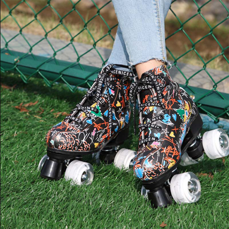 With brake High-top Leather Figure Roller Skates for men