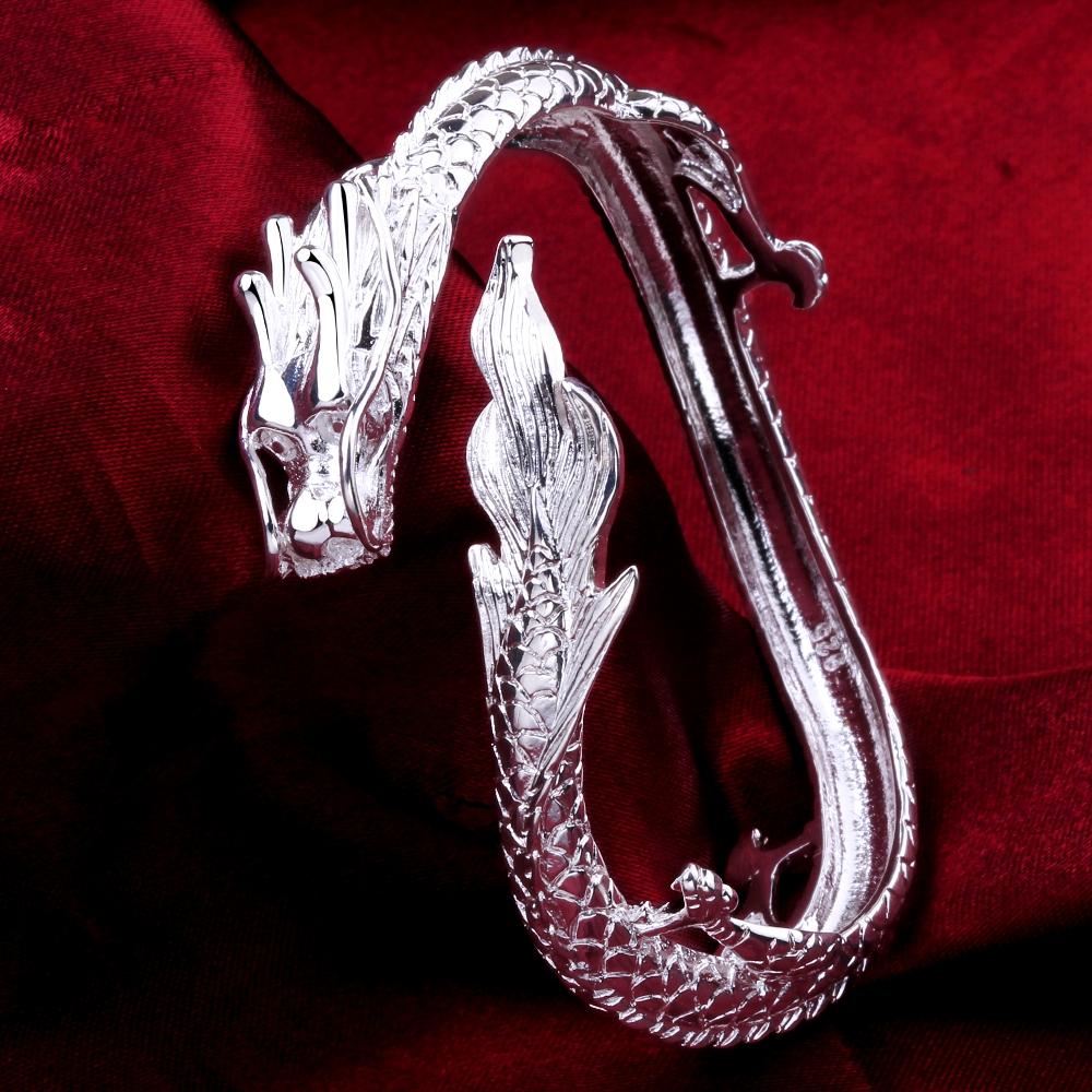 Sterling Silver Antique Dragon Chic Bracelet-xinru