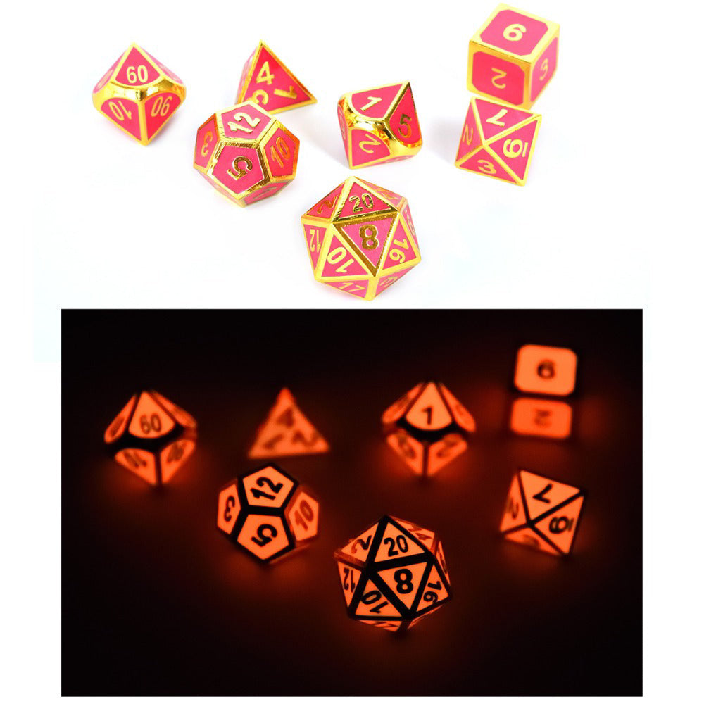 Glow In The Dark Metal Polyhedral Dice Set-xinru