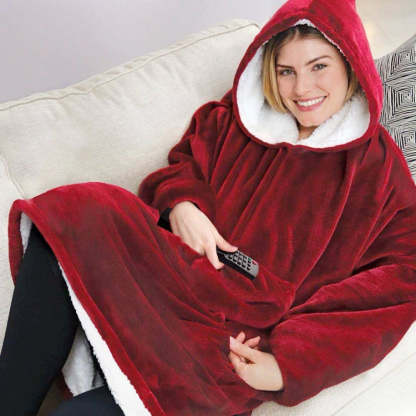 Oversized Microfiber And Sherpa Wearable Blanket Hoodie-xinru
