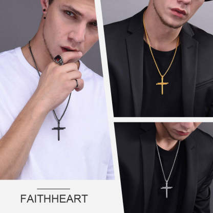 Nail Cross Necklace Stainless Steel Cross Pendant with 24'' Chain For Men-xinru