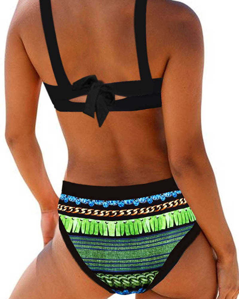 Sexy Women Micro Print Bikinis Set Push Up-xinru