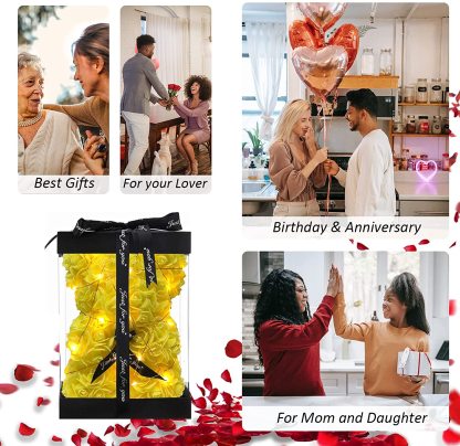 Mother's Day Gift Rose Bear With Box String Lights Necklace-xinru