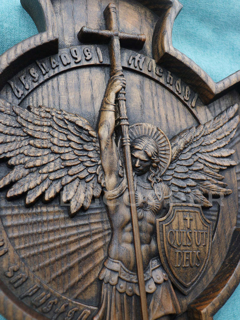 Hand Carved Wood Archangel Michael Solid Wood Carving-xinru