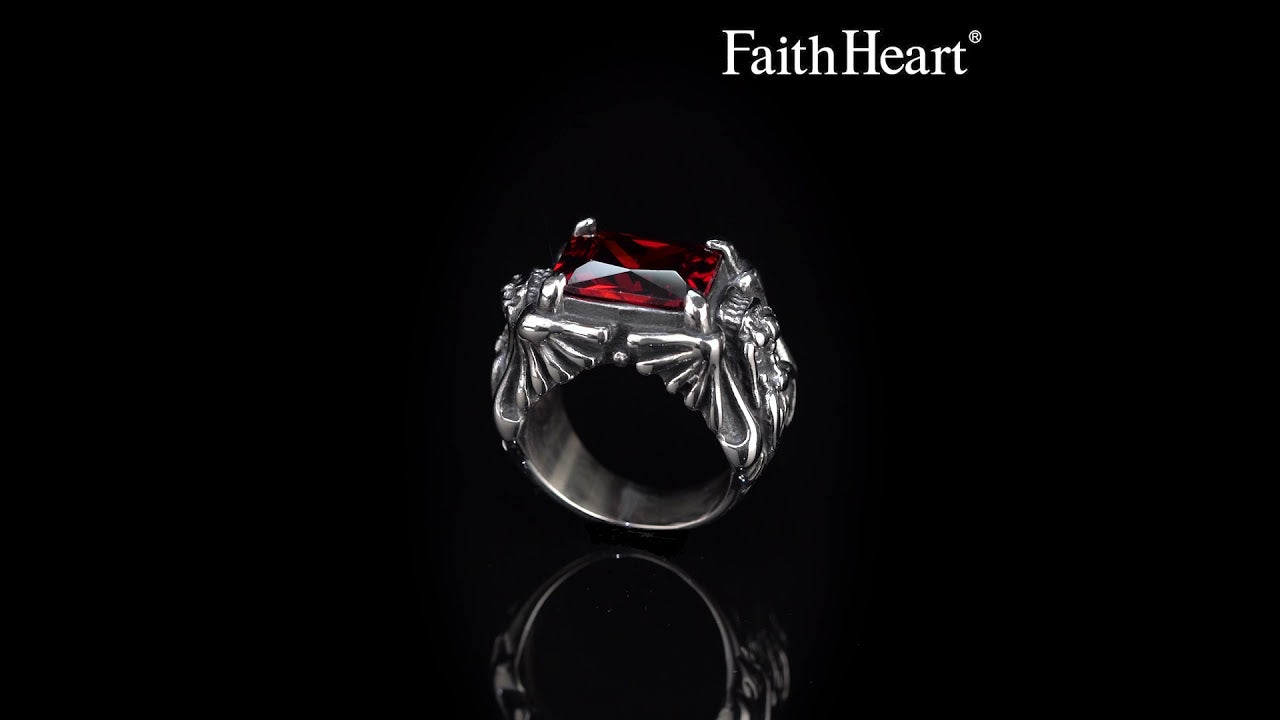 Gothic Stainless Steel Dragon Crystal Ruby Ring For Men-xinru