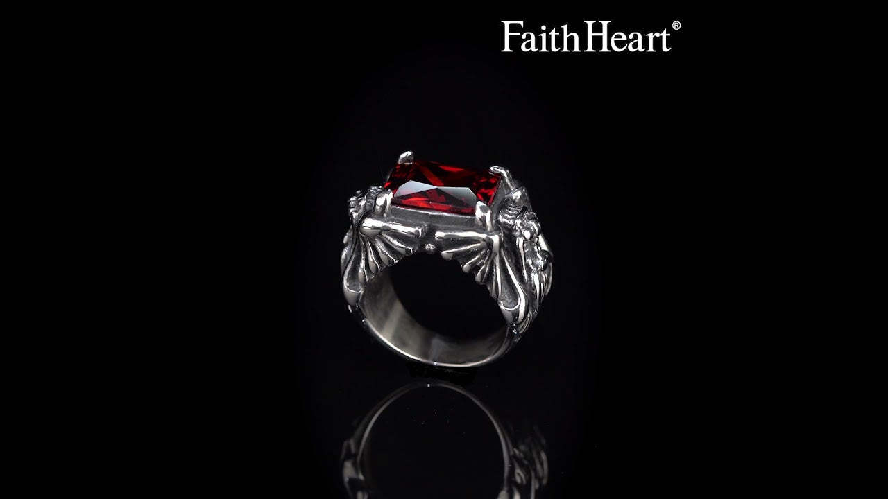 Gothic Stainless Steel Dragon Crystal Ruby Ring For Men-xinru