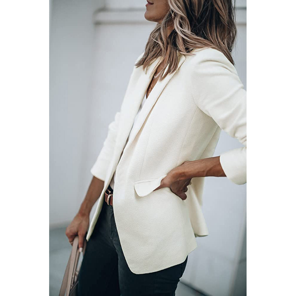 Ladies Casual Office Cardigan Long Sleeve Blazer-xinru