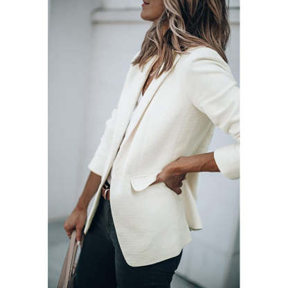 Ladies Casual Office Cardigan Long Sleeve Blazer-xinru