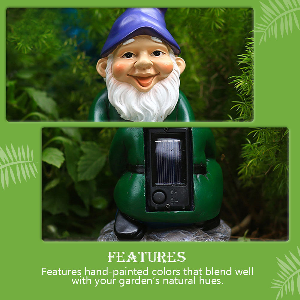 Garden Well Gnome Solar Lamp Resin Ornament Dwarf Decorative Crafts-xinru