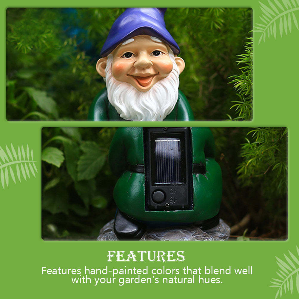 Garden Well Gnome Solar Lamp Resin Ornament Dwarf Decorative Crafts-xinru