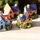 Mini Fairy Garden Miniature Resin Thatched House Micro Dollhouse Ornamen-xinru