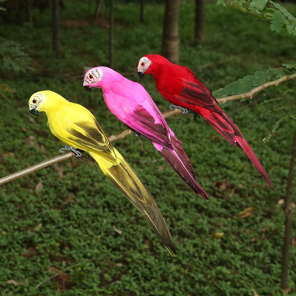 Handmade Foam Parrot Feather Figurine Ornament Fake Bird Garden Prop Decoration-xinru