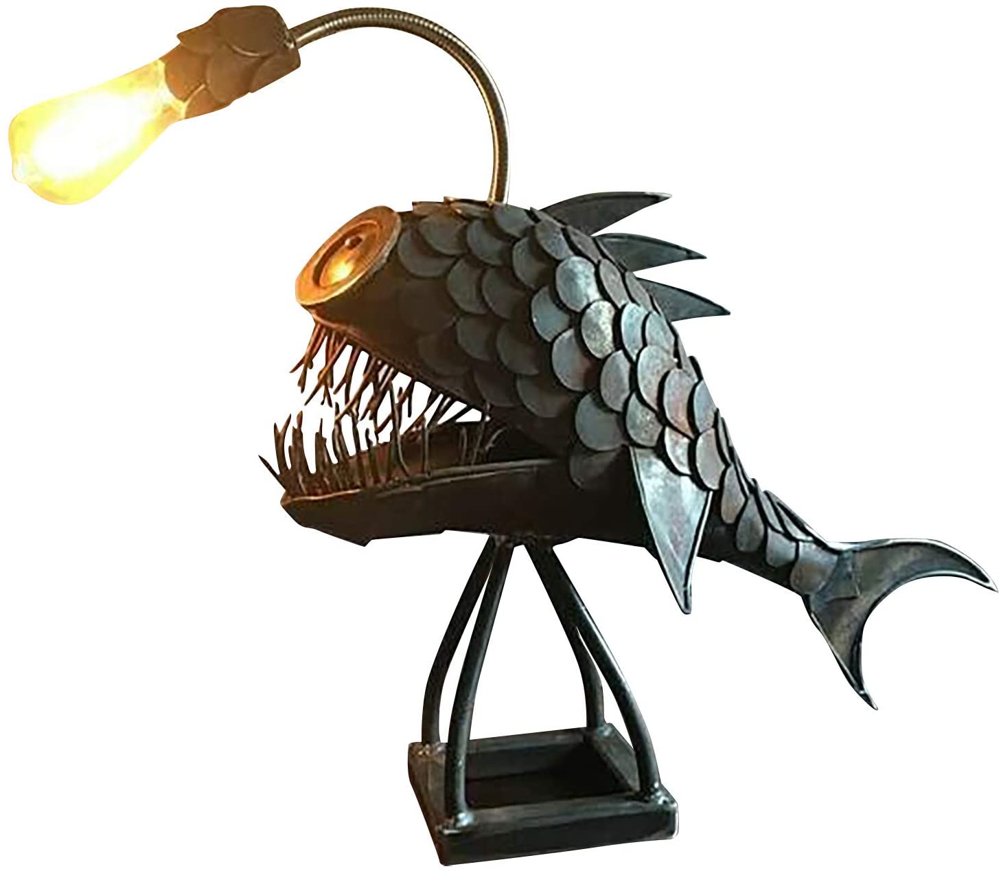 Artistic Angler Fish Retro Table Lamp Fish Light Flexible Lamp Head Table-xinru