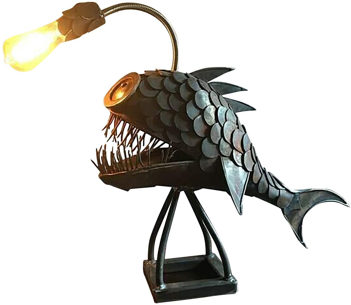 Artistic Angler Fish Retro Table Lamp Fish Light Flexible Lamp Head Table-xinru