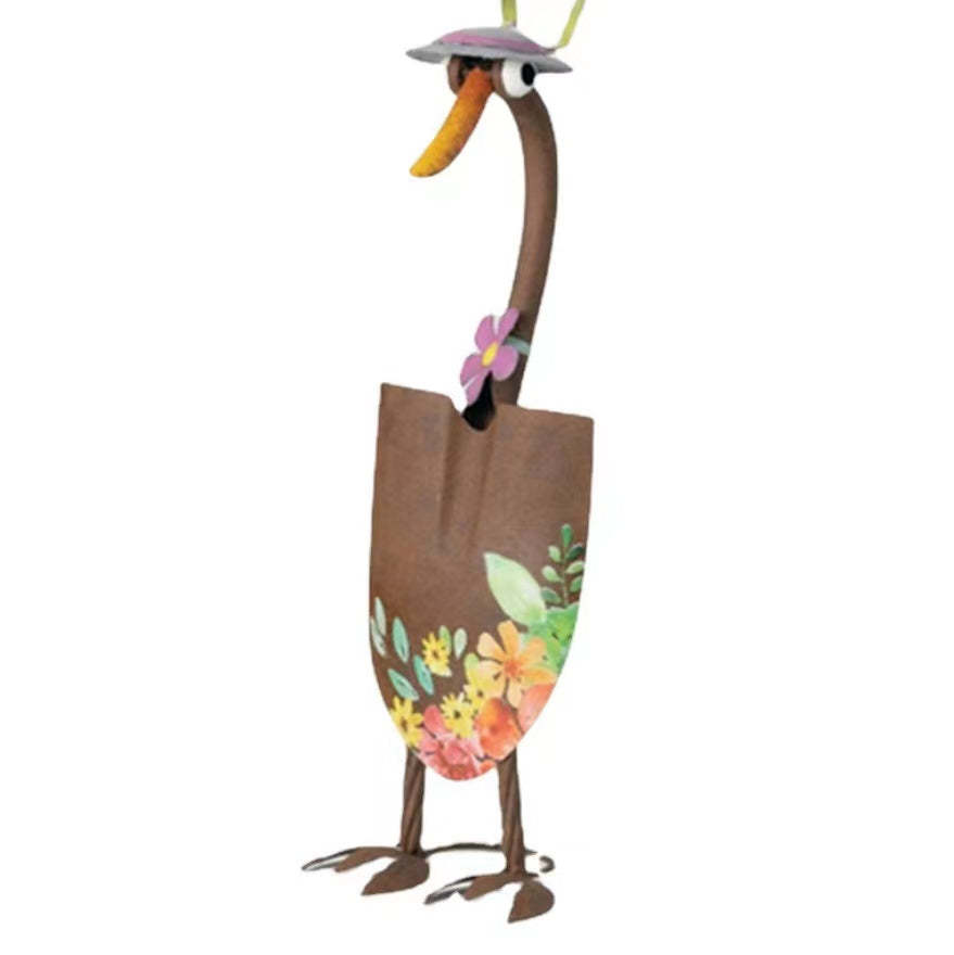 Cute Duck Garden Art Wrought Iron Ornament Statue Sculpture-xinru