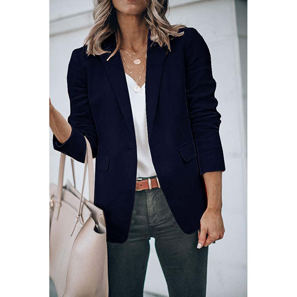 Ladies Casual Office Cardigan Long Sleeve Blazer-xinru