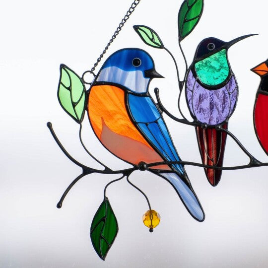 Birds Stained Glass Window Hangings Mothers Day Gift-xinru
