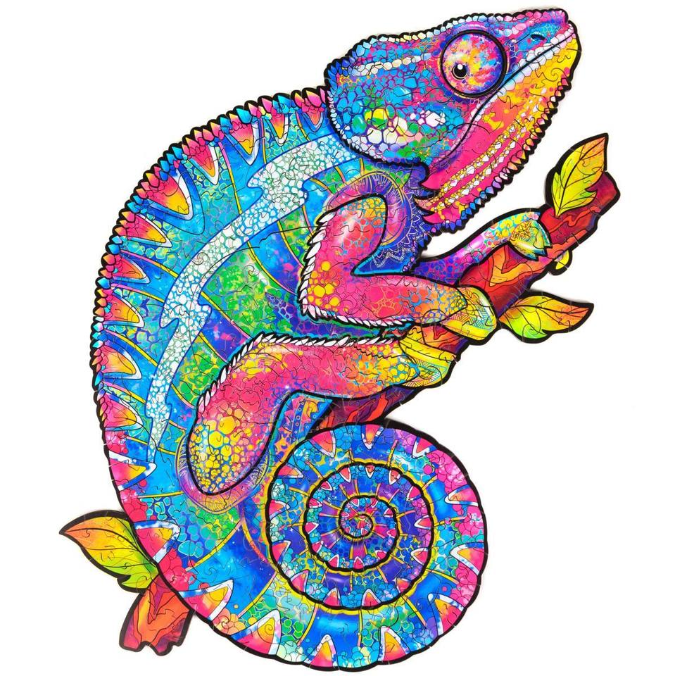 Rainbow Chameleon Wooden Jigsaw Puzzle With Box-xinru