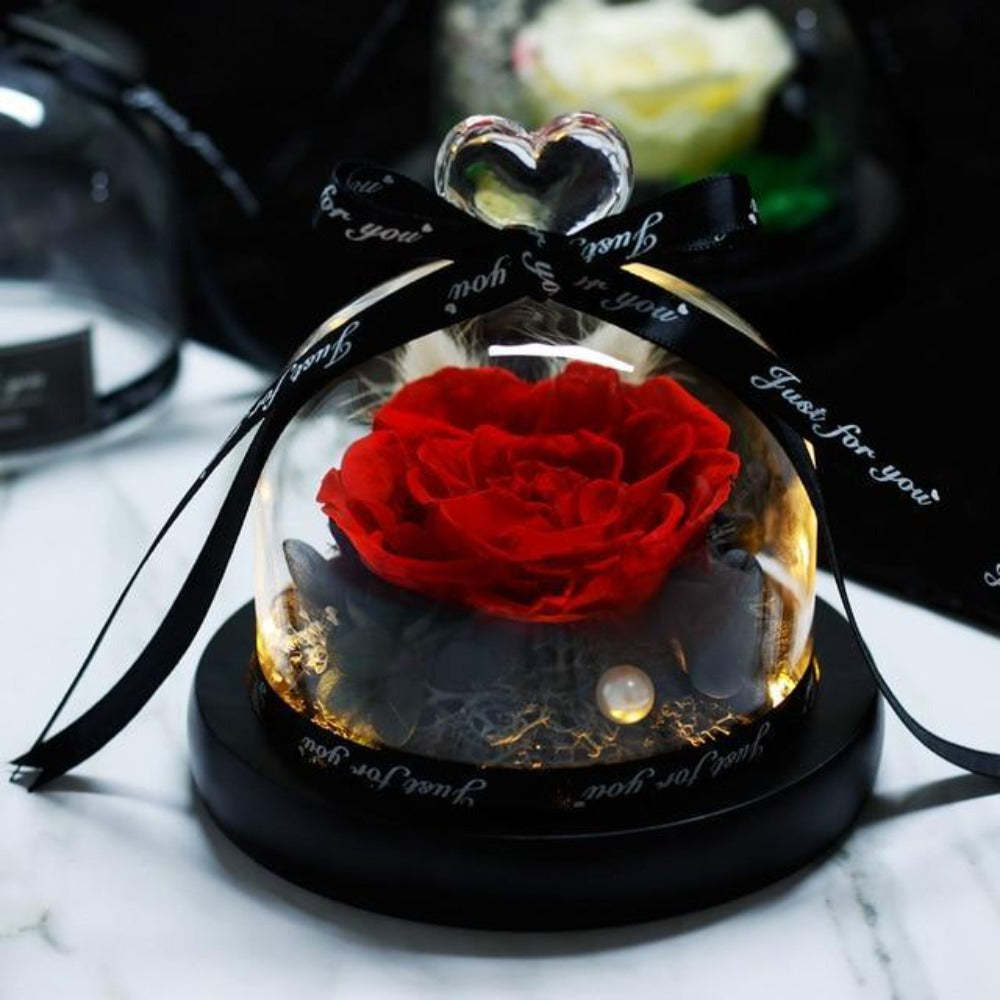 Mother's Day Gift Immortal Enchanted Rose Glass Heart Dome-xinru
