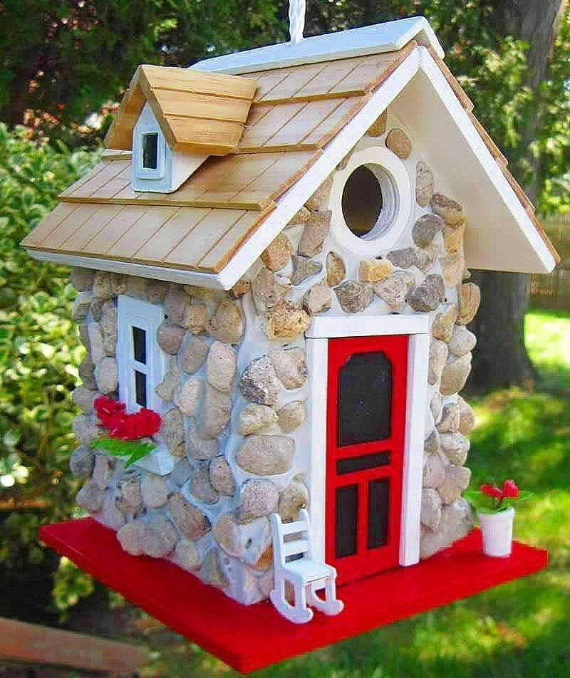 Home Bazaar Fieldstone Guest Cottage Bird Feeder-xinru