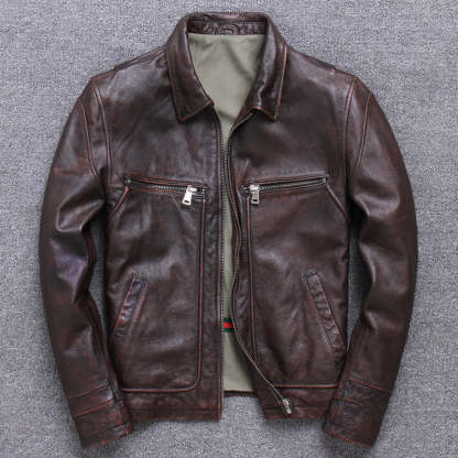 Casual Lapel Motorcycle Leather Jacket-xinru shop