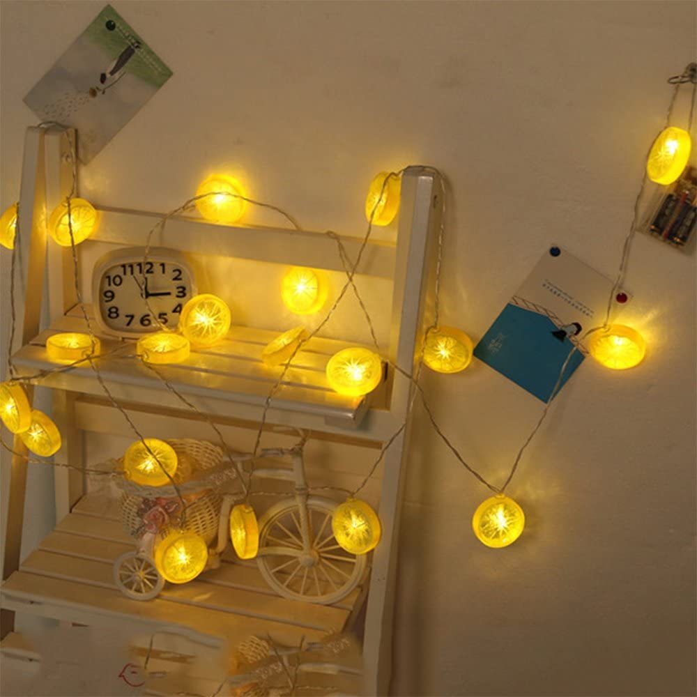 Lemon Slice Bedroom LED String Lamp Plastic Art Decor-xinru