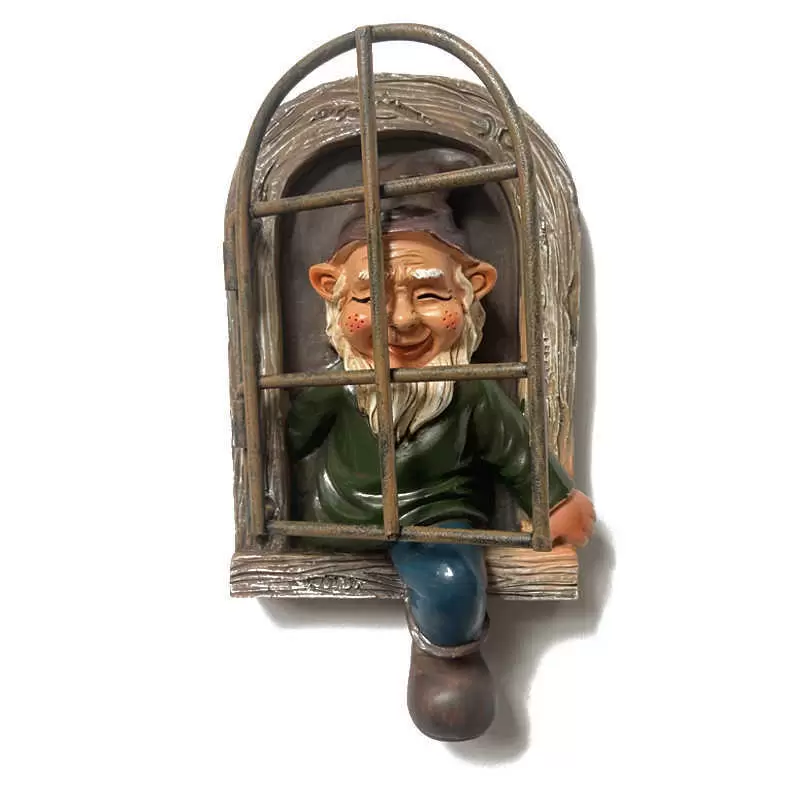 15cm Resin Naughty Garden Gnome Ornament Garden Decoration Statue White Old Man Fairy Garden Accessories Elves Desk Decor Gift 210811