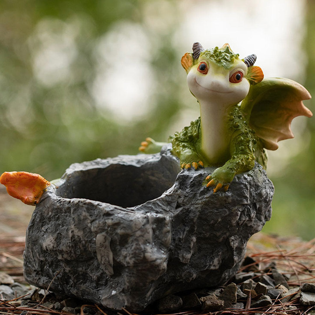 Creative Cute Cartoon Little Dinosaur Flower Pot Resin Simulation Animal Decoration-xinru