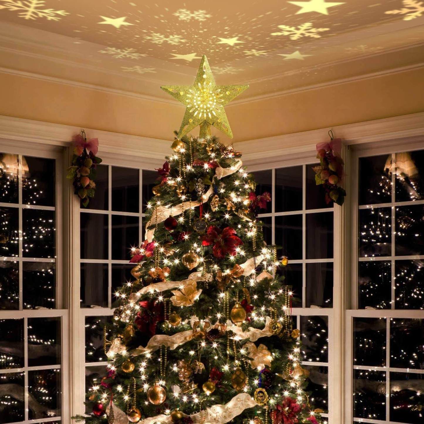 Christmas Tree Topper Projector Christmas Decorations for Tree-xinru shop