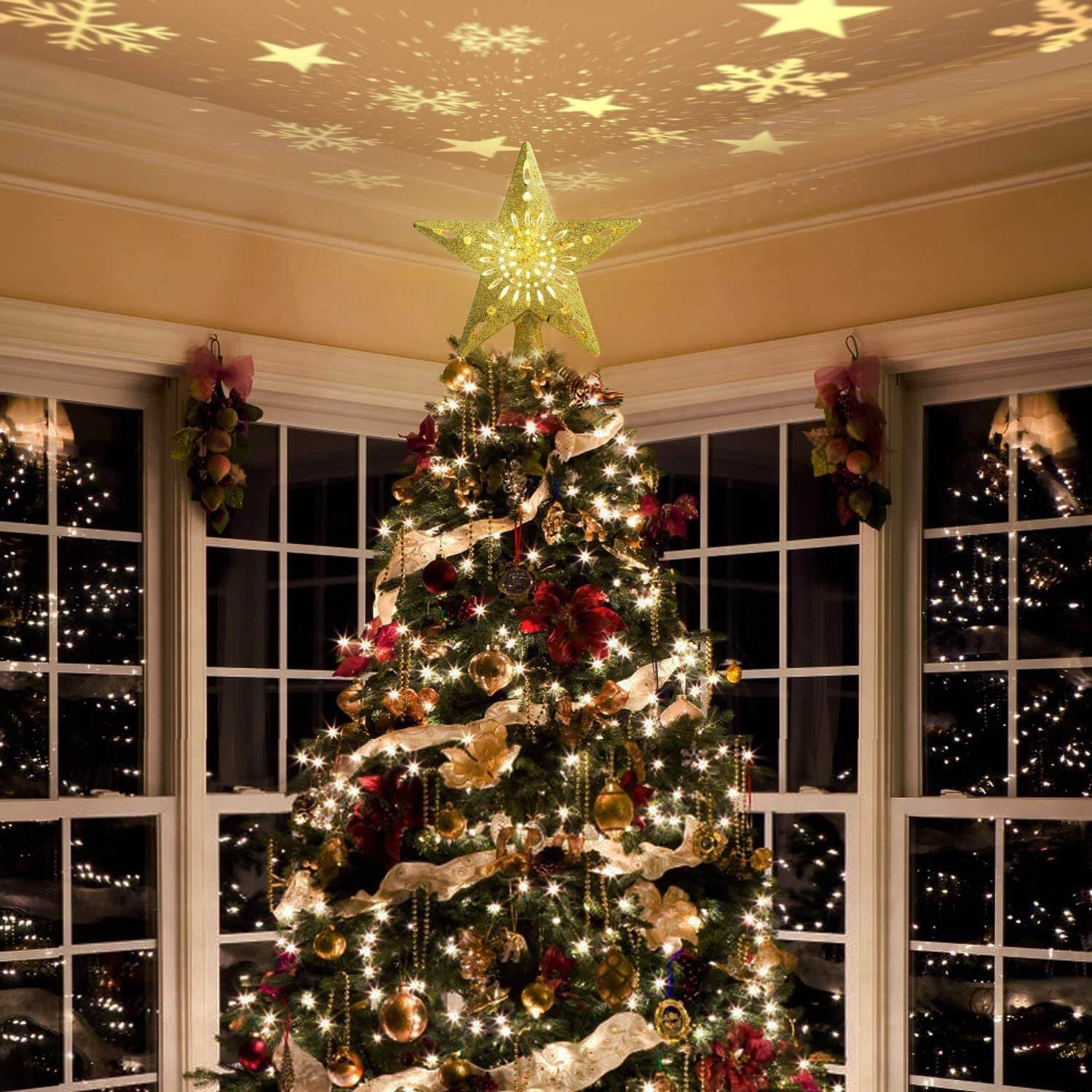 Christmas Tree Topper Projector Christmas Decorations for Tree-xinru shop