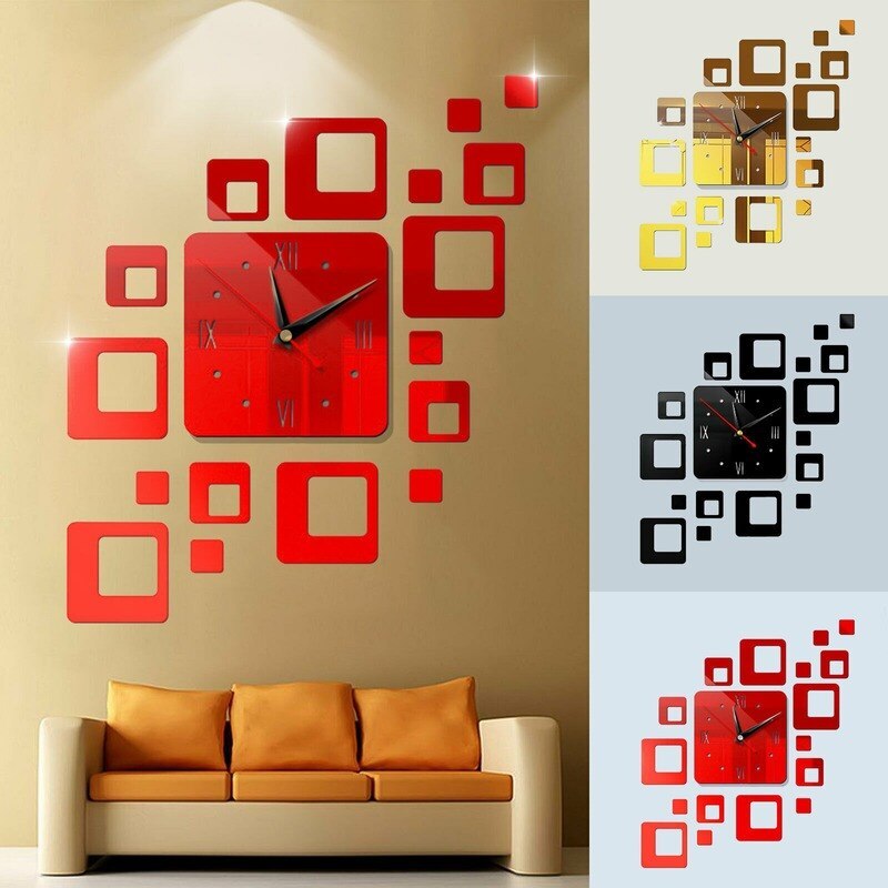 DIY 3d Large Wall Clocks Acrylic Mirror Stickers Oversize Home Decor-xinru