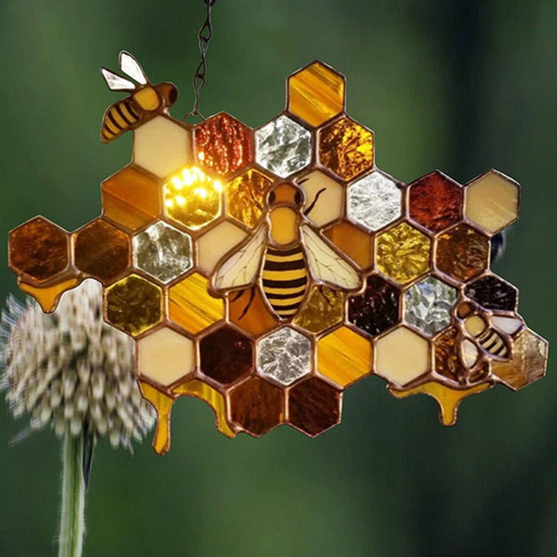 Retro Stained Honeycomb Window Wall Hanging Ornament-xinru