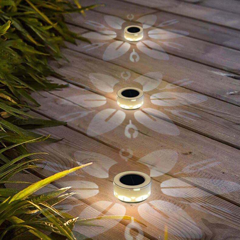 Solar Flower Pattern LED Outdoor Wall Patio Lawn Decorative Light-xinru