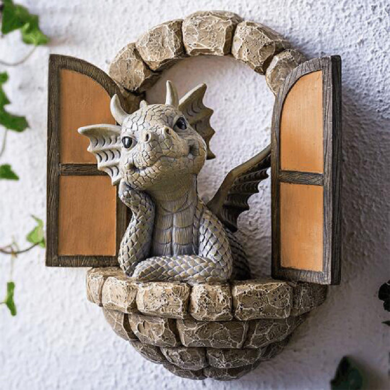 Outdoor Yard Decoration Miniature Dragon Resin Ornaments-xinru