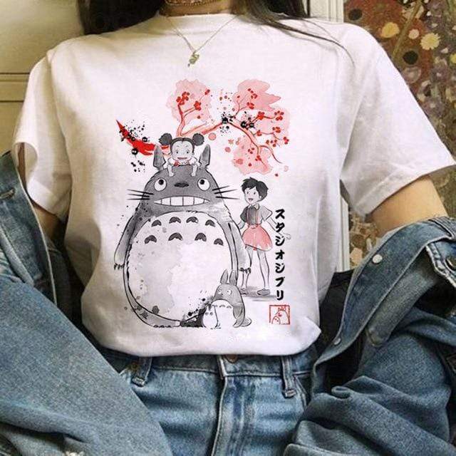 Totoro Studio Ghibli Harajuku Kawaii T-Shirt For Women Ullzang Miyazaki Hayao Tshirt-xinru