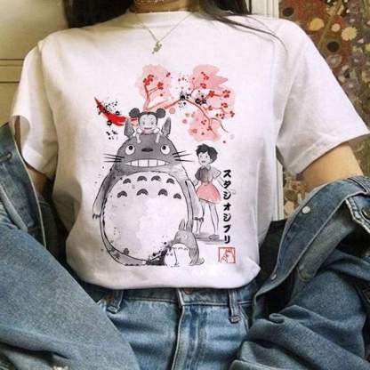 Totoro Studio Ghibli Harajuku Kawaii T-Shirt For Women Ullzang Miyazaki Hayao Tshirt-xinru