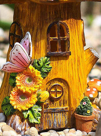 Solar Resin Tree House Outdoor LED Decorative Garden Light-xinru