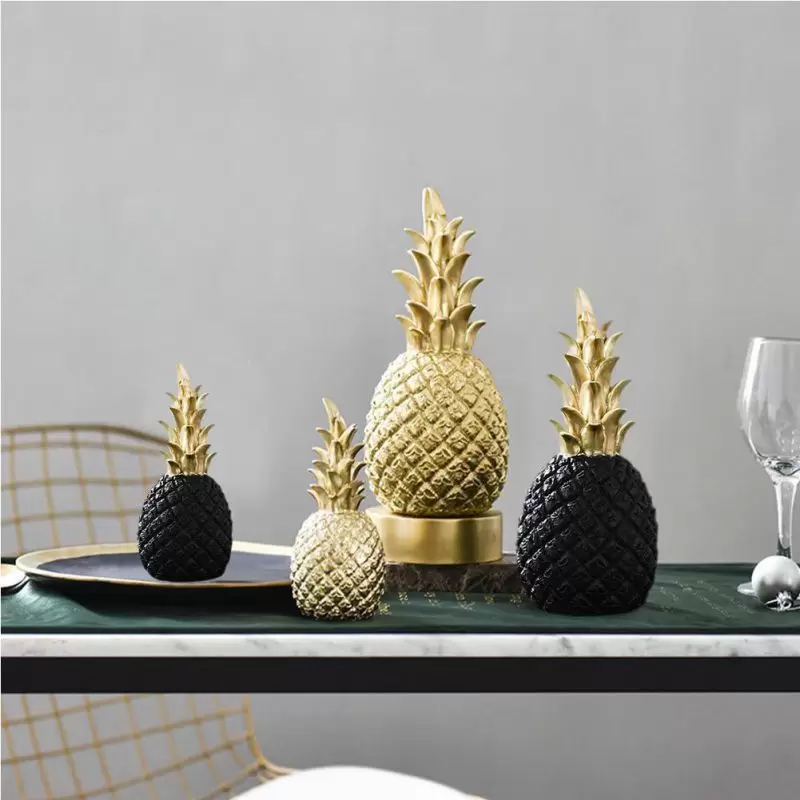 Nordic Modern Home Decor Golden Pineapple Creative Wine Cabinet Window Desktop Display Props Home Decoration Accessories 201125