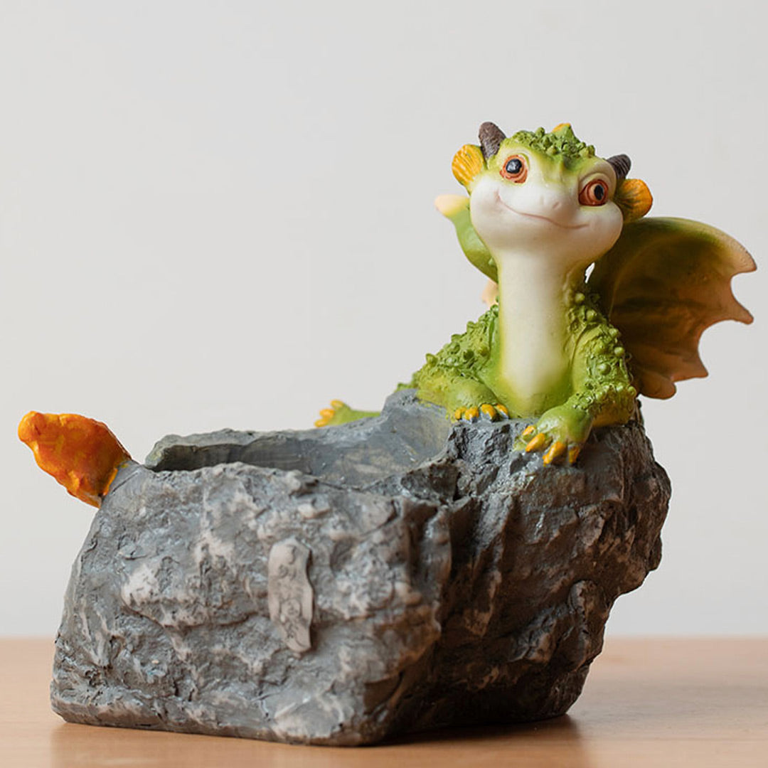 Creative Cute Cartoon Little Dinosaur Flower Pot Resin Simulation Animal Decoration-xinru