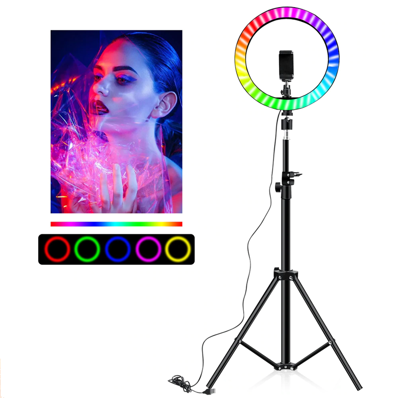 10" RGB Ring Light Ttripod 26 Colors Selfie Ring Light with Stand-xinru