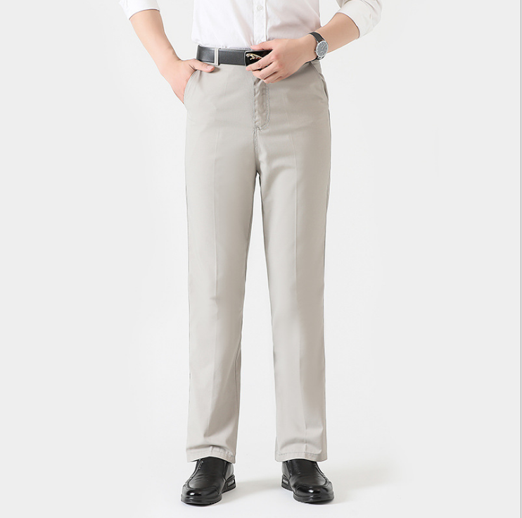 Men's Ice Silk  Summer Thin French Gentleman Non-Ironing Anti-Wrinkle Suit Pants-xinru