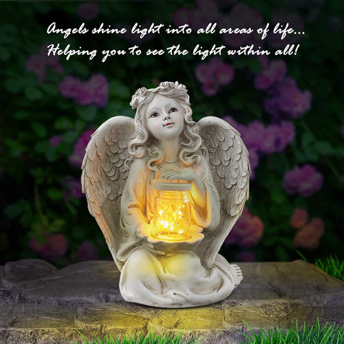 Guardian Angel Garden Statue Solar Lights Decorations-xinru