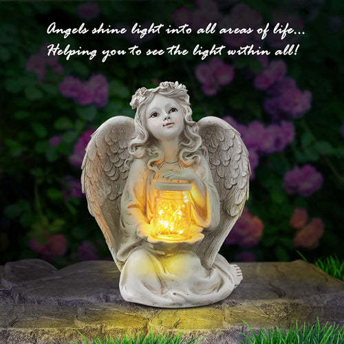 Guardian Angel Garden Statue Solar Lights Decorations-xinru