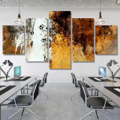 Brown Yellow Abstract Art-xinru shop