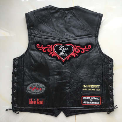 Hand Embroidery Motorcycle Leather Vest For Rider-xinru shop
