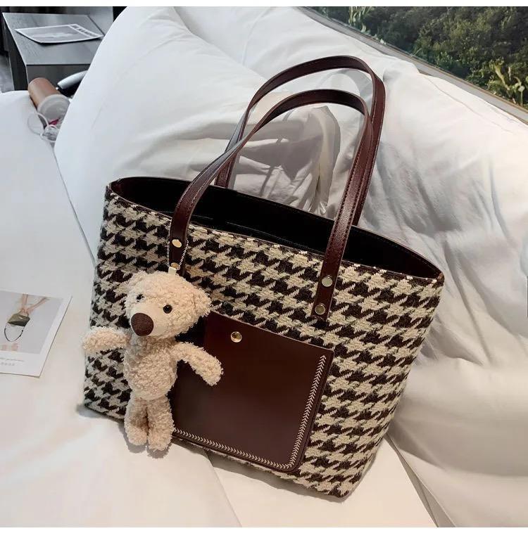 大容量キャンバスバッグベアトートバッグ-xinru shop