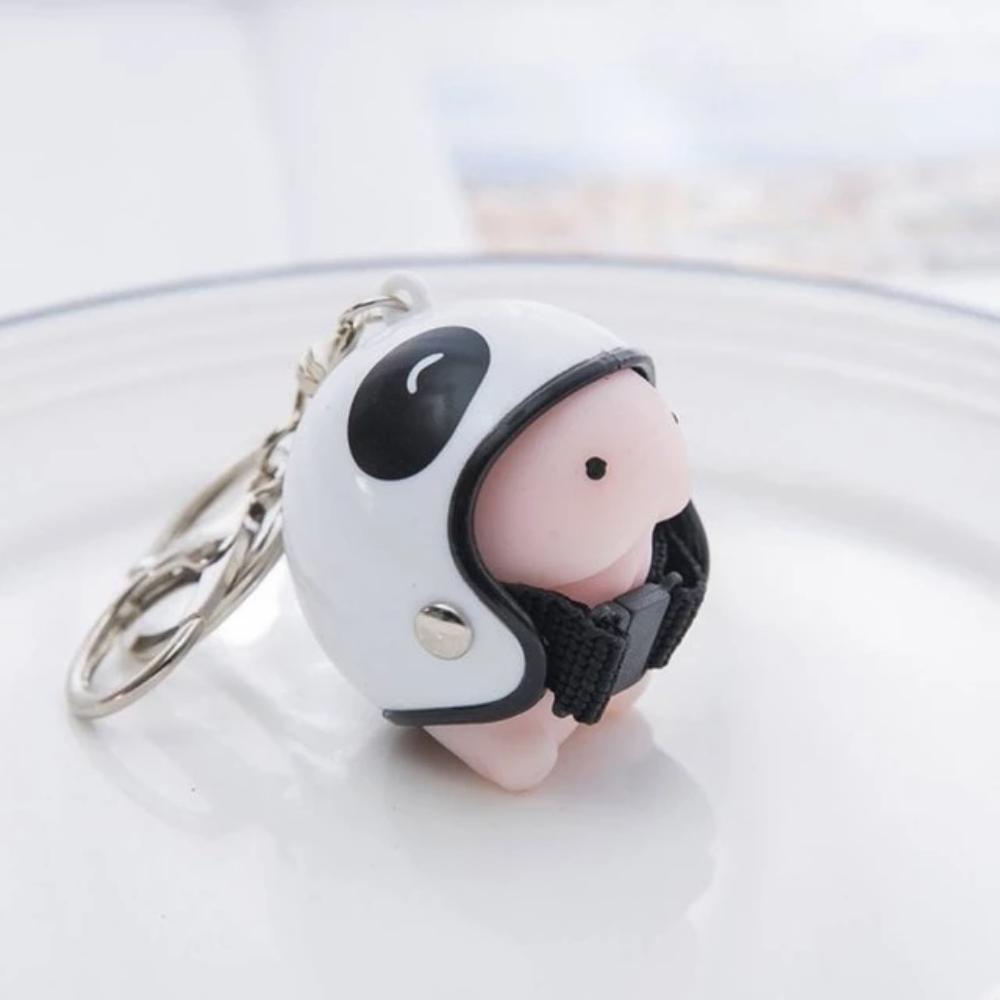 Kawaii Mochi Ding Ding Squishy Helmet Key Chain-xinru