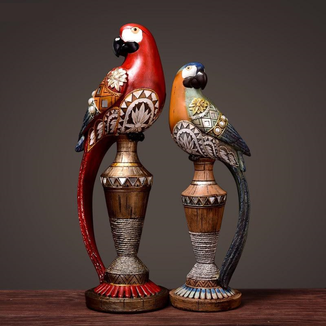 Parrot Resin Sculpture Tropical Birds Lifelike Bird Sculpture For Garden Lawn Yard-xinru